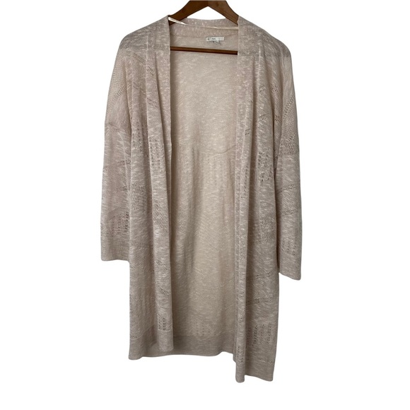 EST. 1946 Crochet Cardigan Sweater Beige Womens Size L Breathable Open Front. - Picture 4 of 15